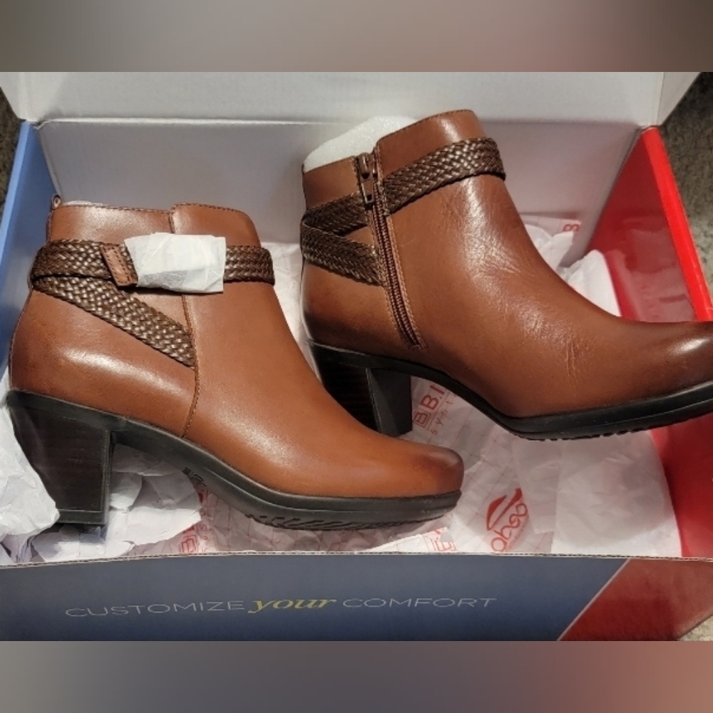 Abeo Brown Ankle Booties with Braided Strap